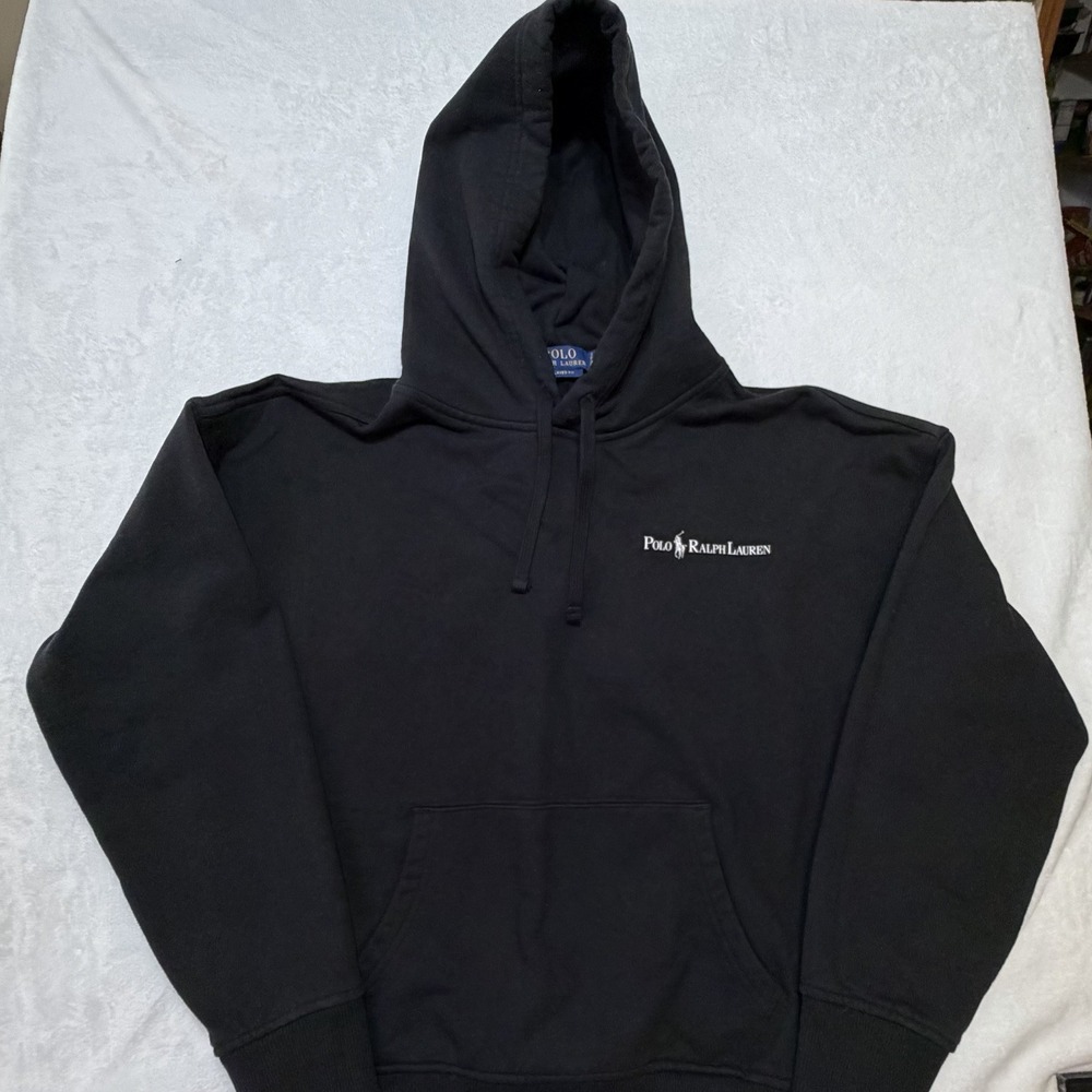 Polo Ralph Lauren Relaxed Fit Logo Hoodie Sweatshirt Thick Black Mens Small